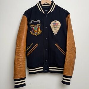 Ralph Lauren paratrooper varsity jacket 5th falcons 067 usrl leather wool